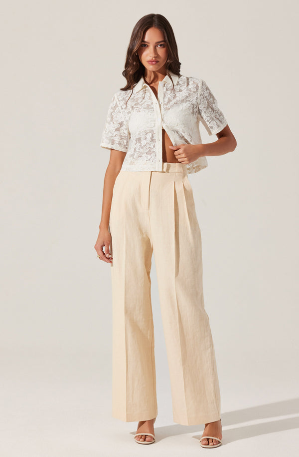 Astr The Label Bryony Linen Blend Pleated Pants