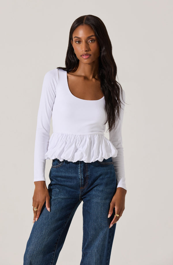 astr the label Bubble Hem Peplum Top