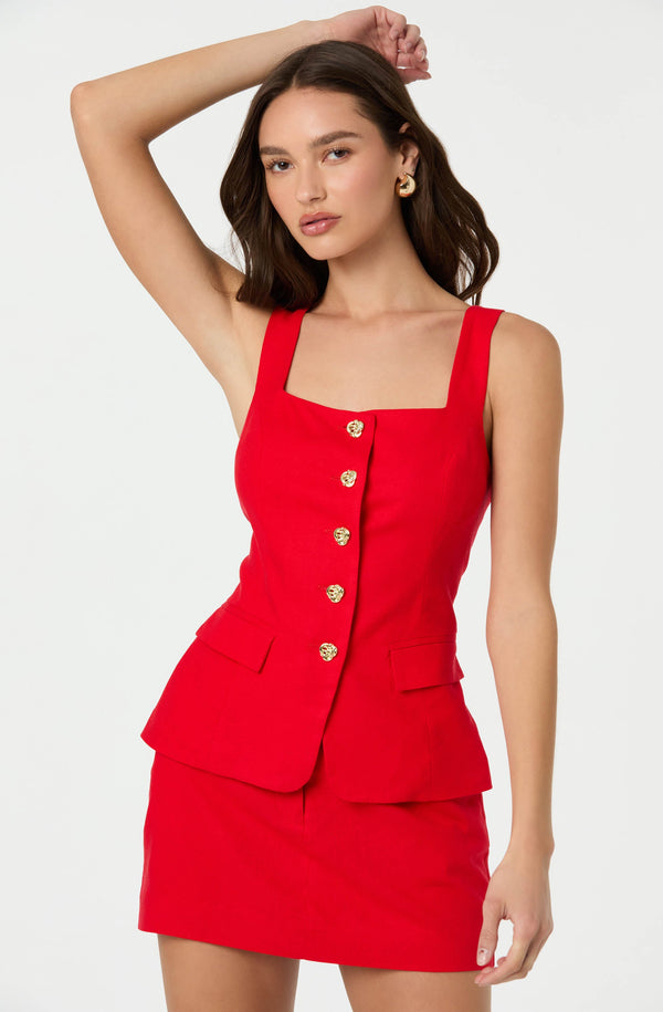 Astr The Label Button Front Square Neck Vest