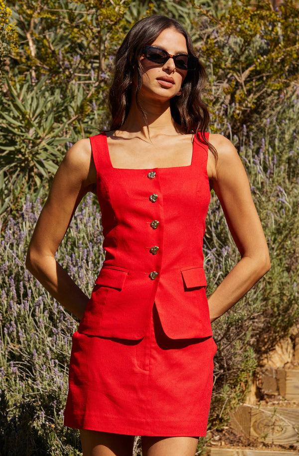 astr the label Button Front Square Neck Vest