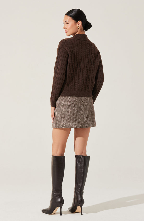 Astr The Label Cable Knit Polo Sweater