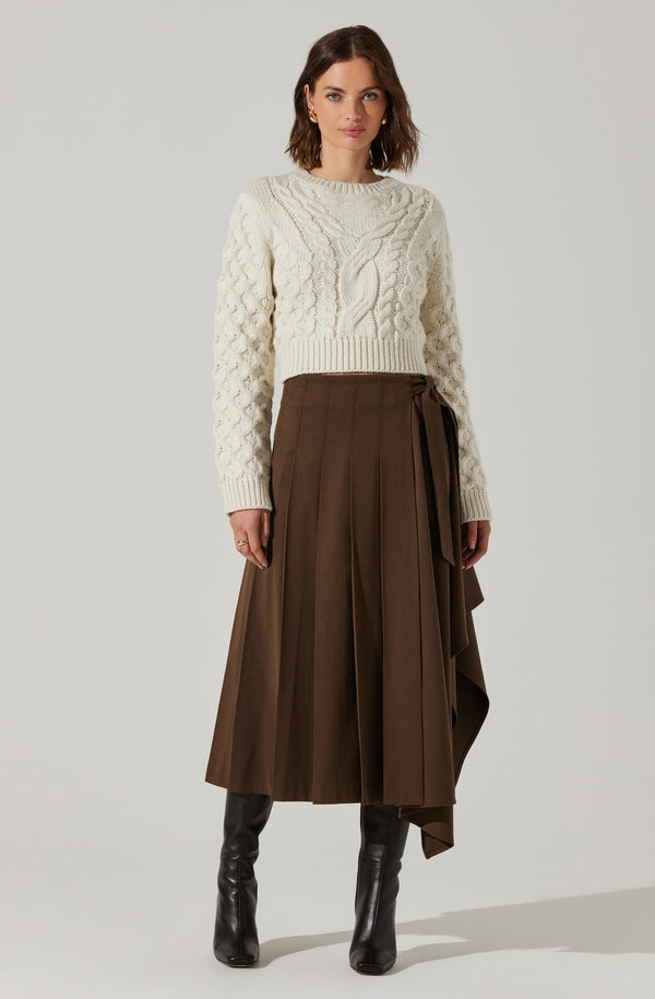 Astr The Label Caila Cable Knit Cropped Sweater