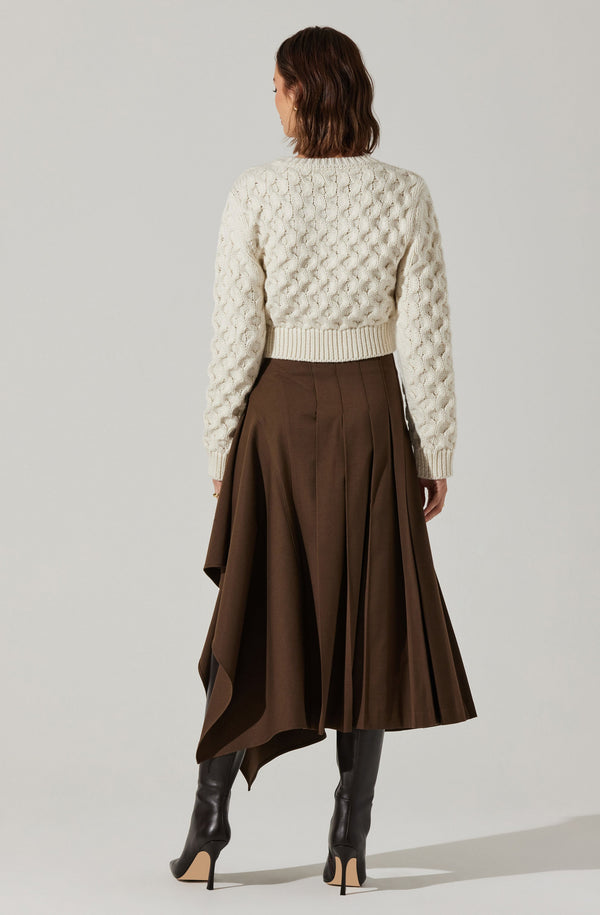 Astr The Label Caila Cable Knit Cropped Sweater