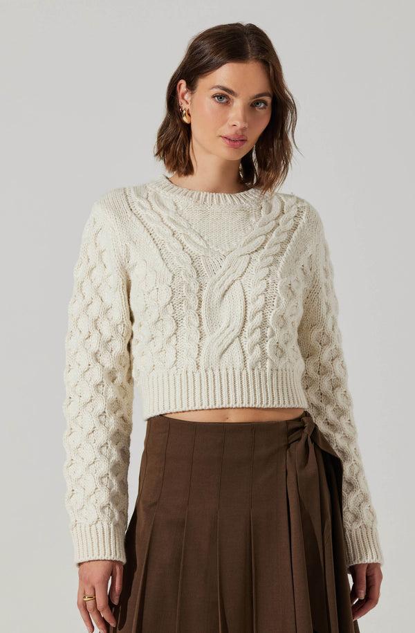 astr the label Caila Cable Knit Cropped Sweater