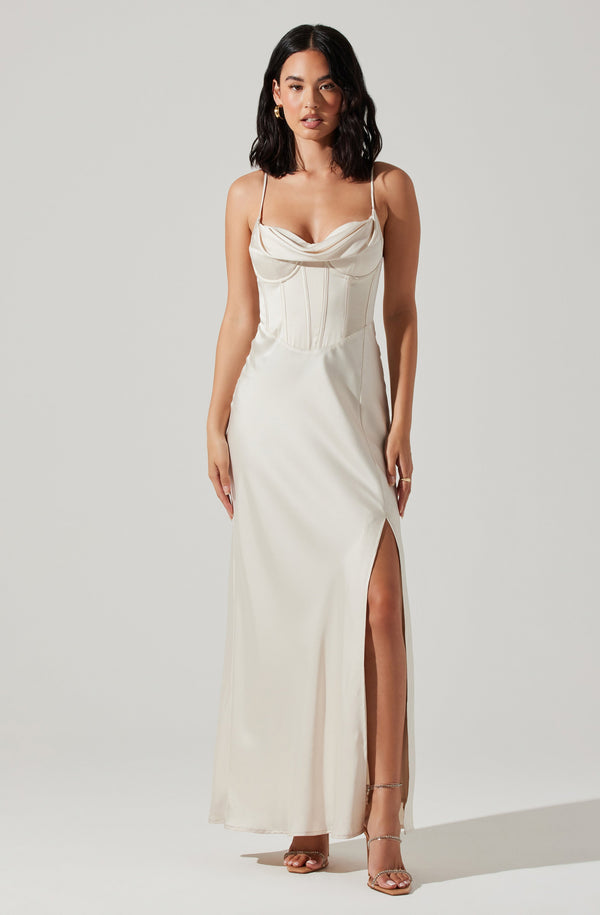 Astr The Label Cannes Satin Bustier Maxi Dress