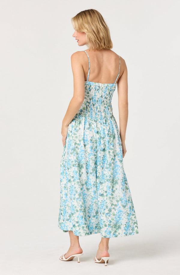 Astr The Label Capria Pleated Milkmaid Midi Dress