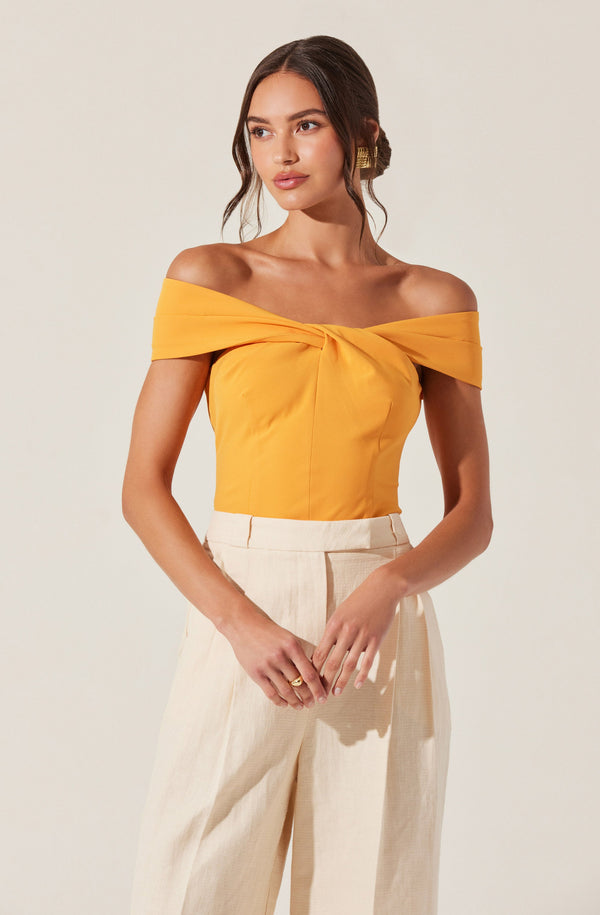 Astr The Label Catherine Twist Off Shoulder Top