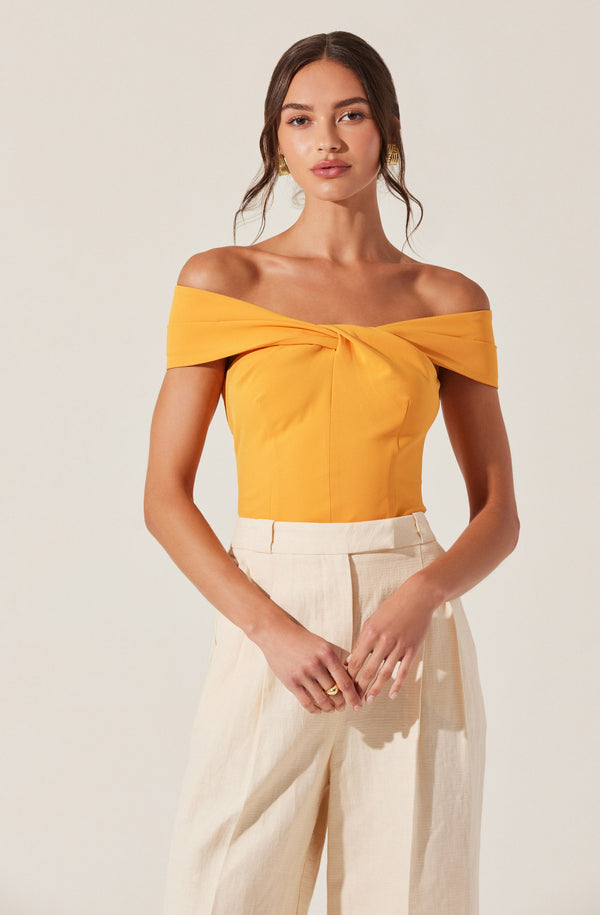 astr the label Catherine Twist Off Shoulder Top
