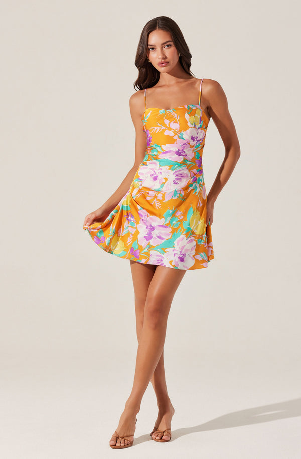 Astr The Label Cerinthe Satin Floral Mini Dress
