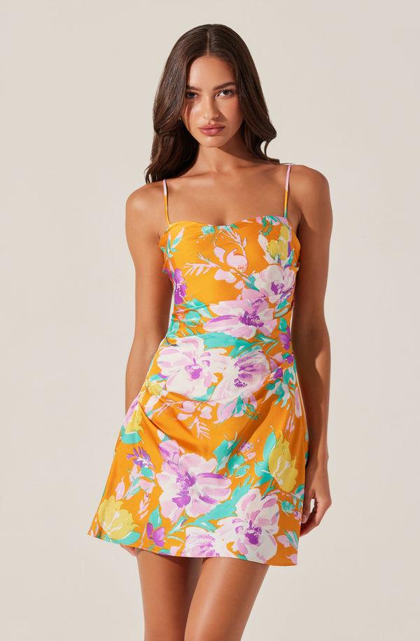 Astr The Label Cerinthe Satin Floral Mini Dress