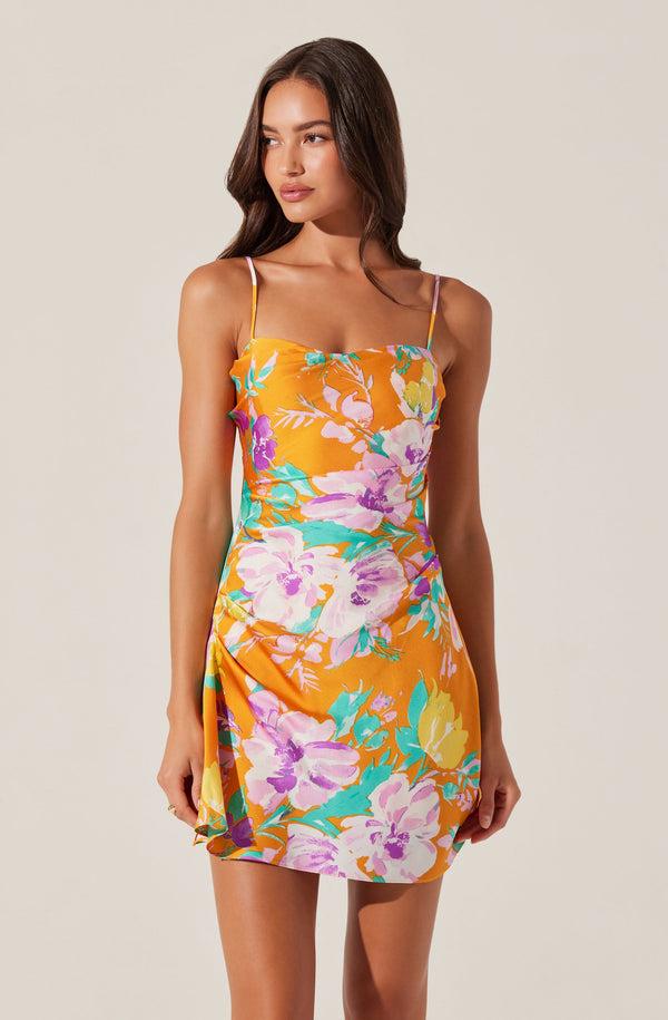 astr the label Cerinthe Satin Floral Mini Dress