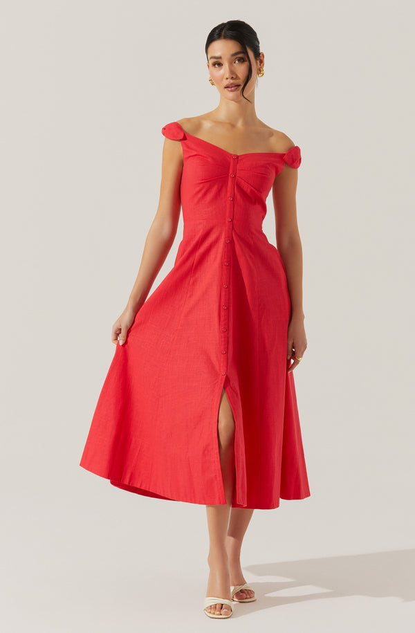 astr the label Charelin Linen Off Shoulder Dress