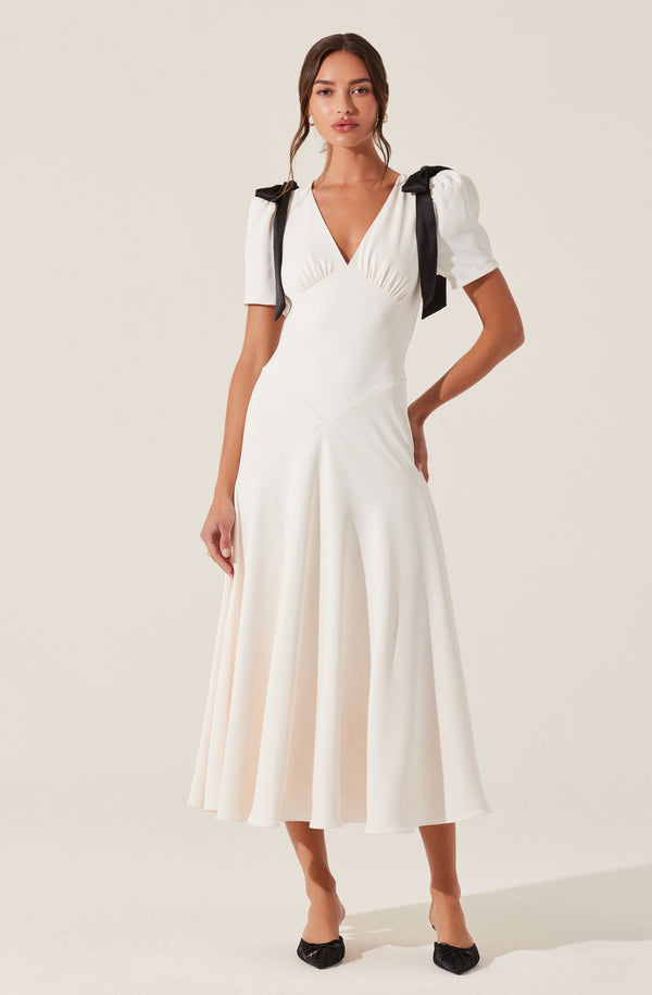 Astr The Label Ciela Bow Puff Sleeve Dress