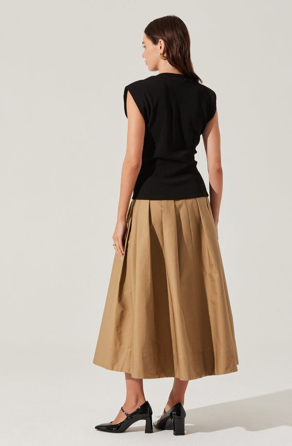 Astr The Label Cinched Waist Ribbed Knit Top