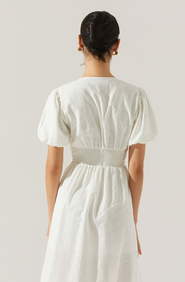 Astr The Label Citrine Linen Bow Front Midi Dress