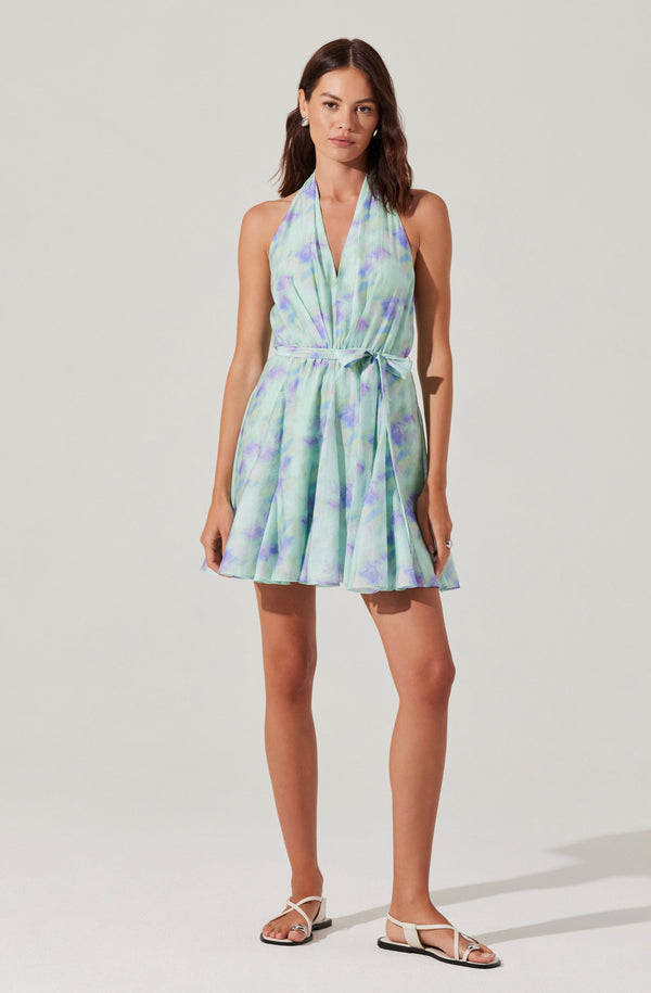 Astr The Label Clare Halter Neck Mini Dress