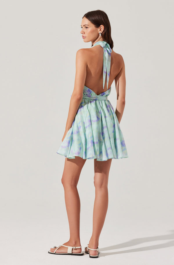 Astr The Label Clare Halter Neck Mini Dress