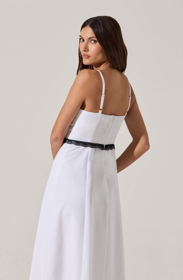 Astr The Label Contrast Lace Bustier Midi Dress