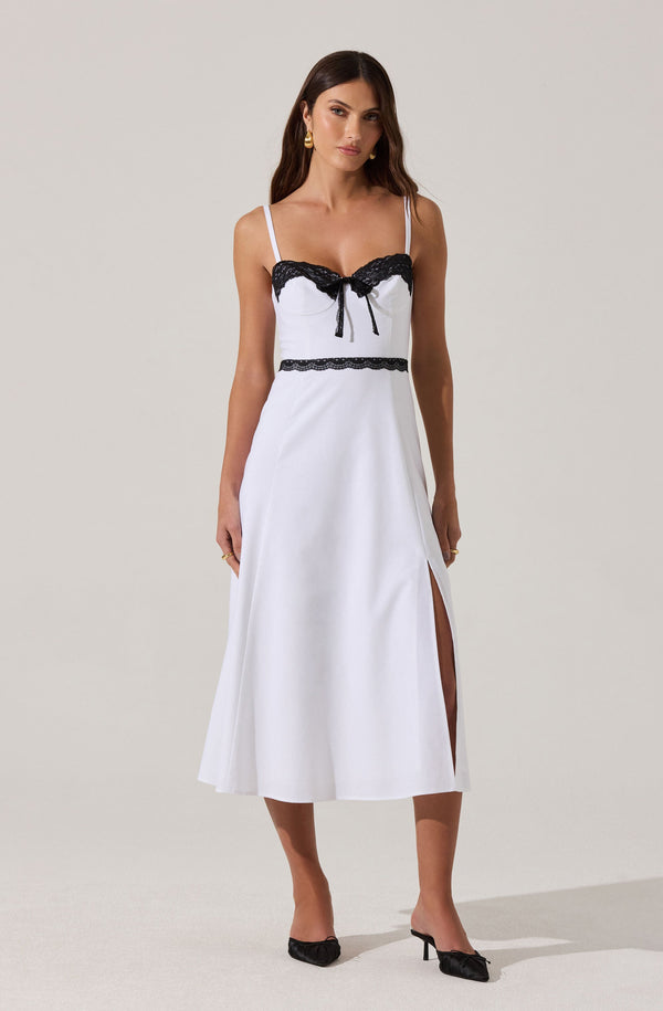 astr the label Contrast Lace Bustier Midi Dress