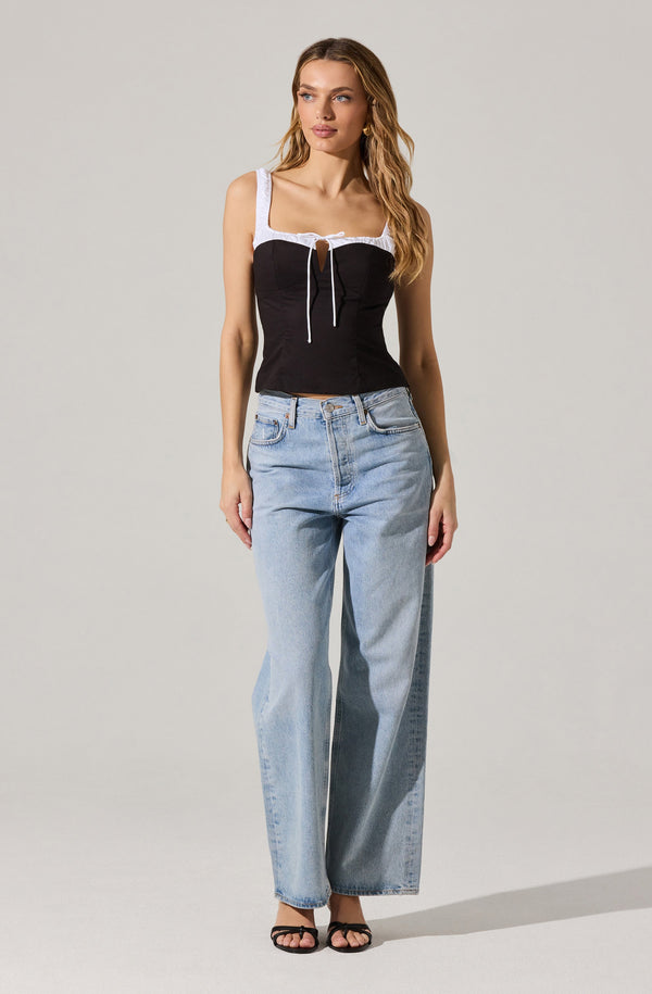 Astr The Label Contrast Milkmaid Top
