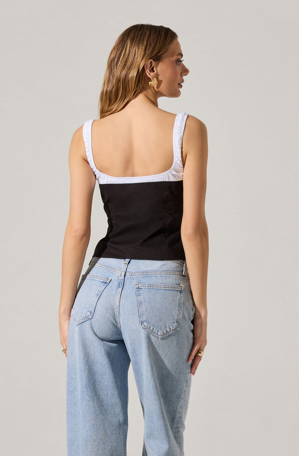 Astr The Label Contrast Milkmaid Top