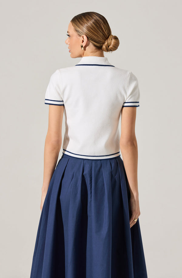 Astr The Label Contrast Trim Cropped Sweater