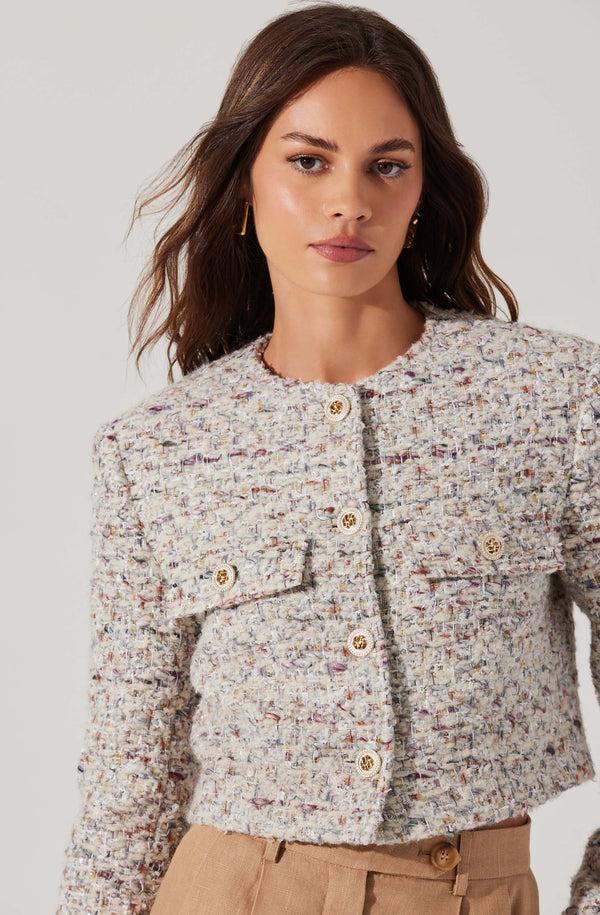 Astr The Label Covina Cropped Tweed Jacket