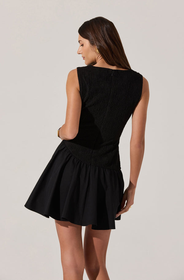 Astr The Label Cowl Neck Mixed Media Mini Dress