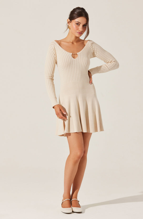 Astr The Label Cybele Pointelle Mini Sweater Dress