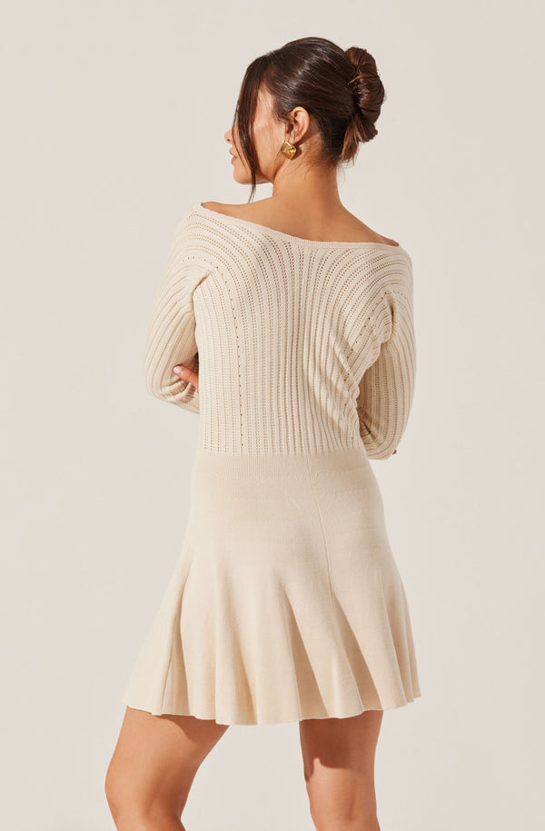 Astr The Label Cybele Pointelle Mini Sweater Dress
