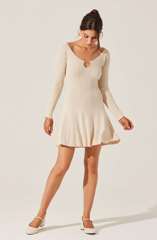 Astr The Label Cybele Pointelle Mini Sweater Dress