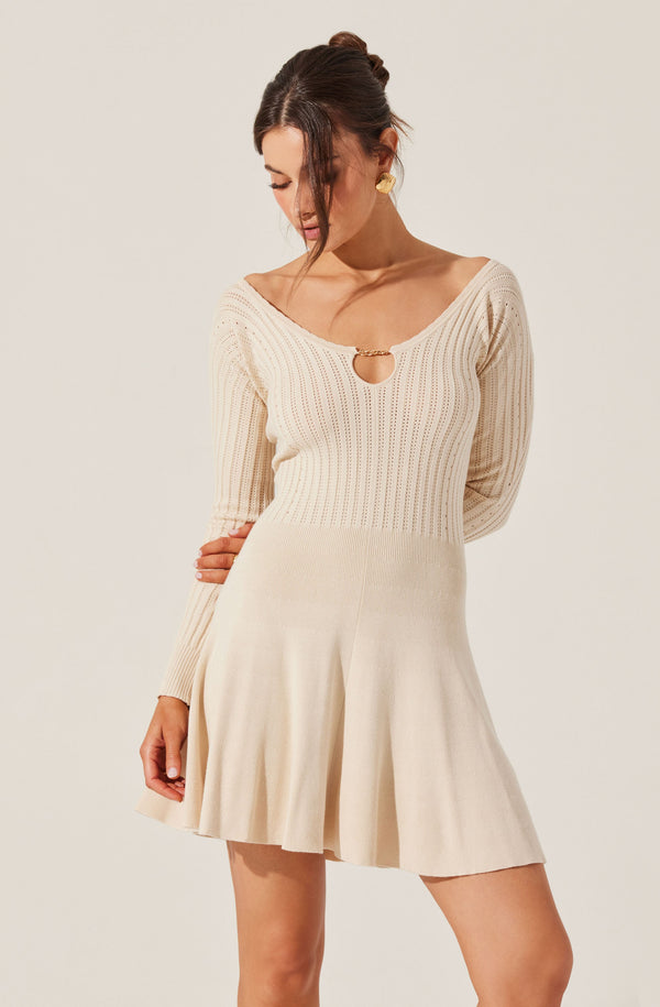 astr the label Cybele Pointelle Mini Sweater Dress