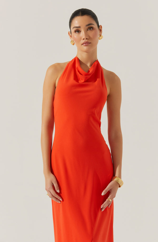 Astr The Label Dalisay Cowl Neck Halter Dress