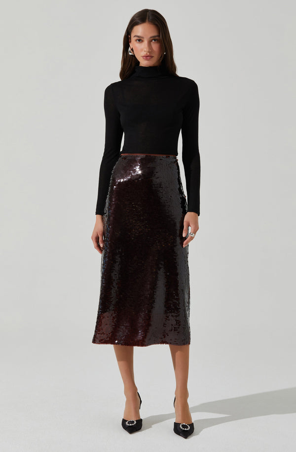 Astr The Label Dova Sequin Midi Skirt