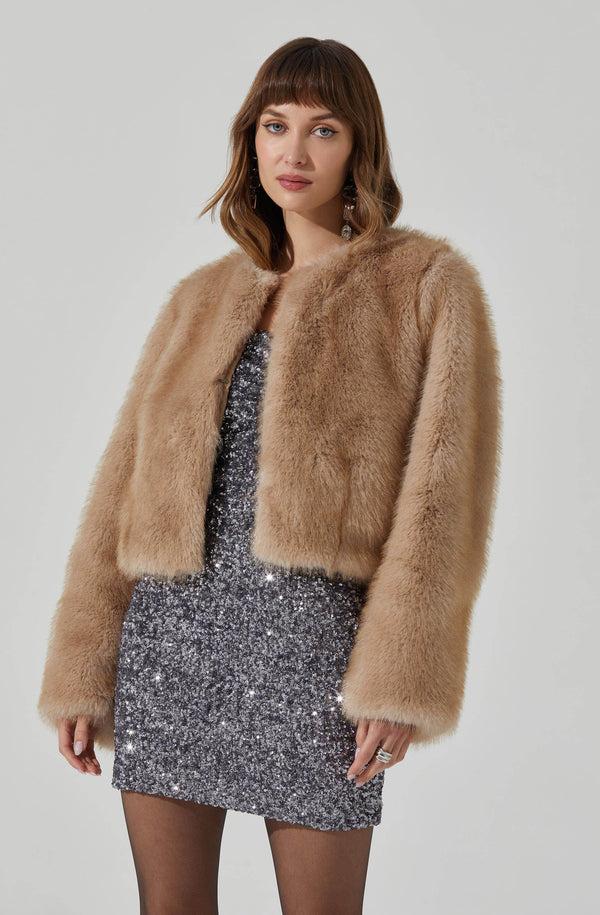 Astr The Label Doxey Faux Fur Cropped Jacket