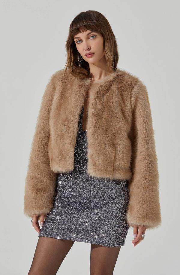 astr the label Doxey Faux Fur Cropped Jacket