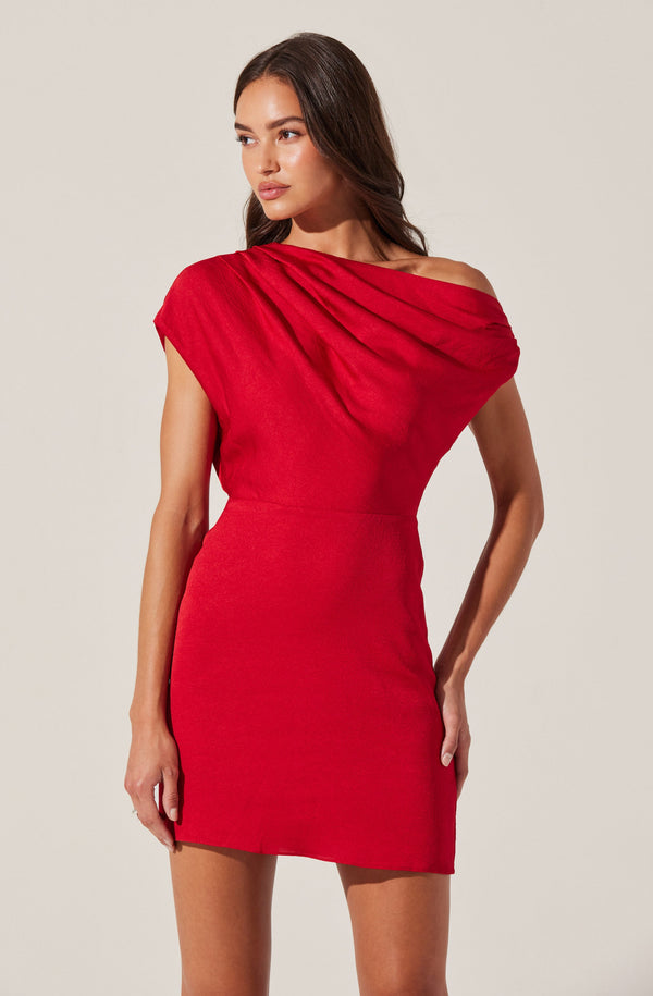 Astr The Label Draped Off Shoulder Mini Dress