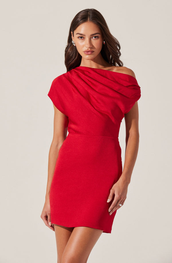 Astr The Label Draped Off Shoulder Mini Dress