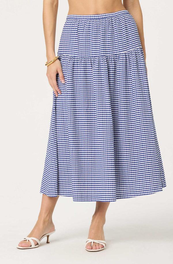 Astr The Label Drop Waist Gingham Midi Skirt