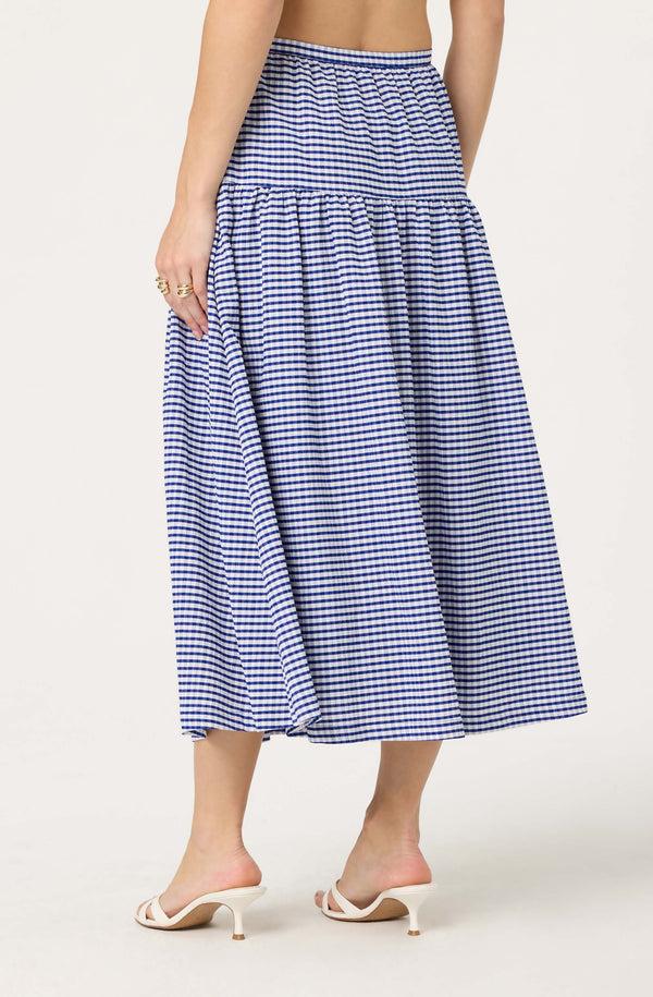 Astr The Label Drop Waist Gingham Midi Skirt