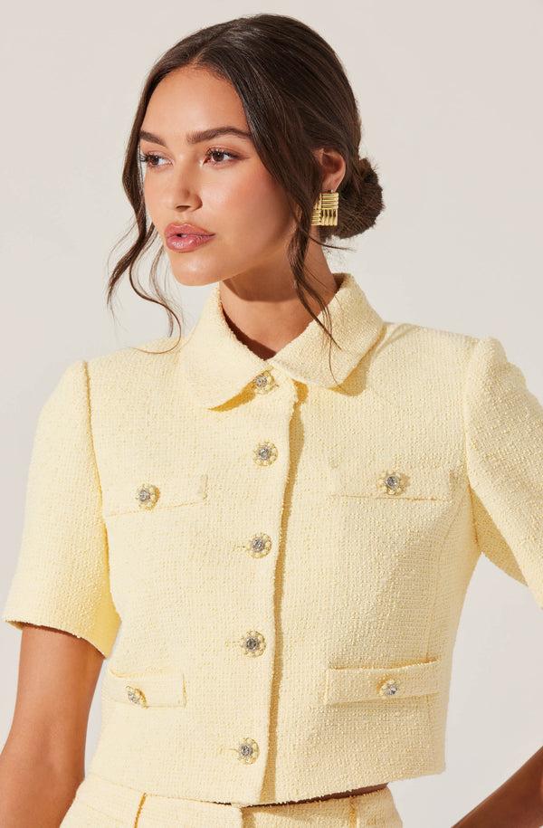 Astr The Label Eaton Tweed Cropped Jacket