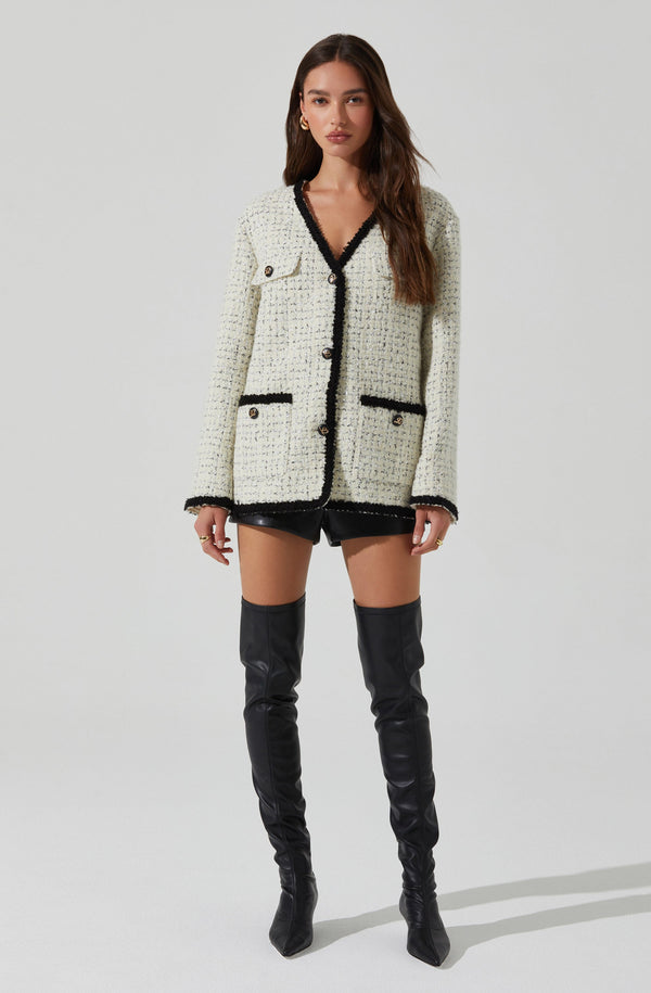 Astr The Label Editha Contrast Tweed Coat