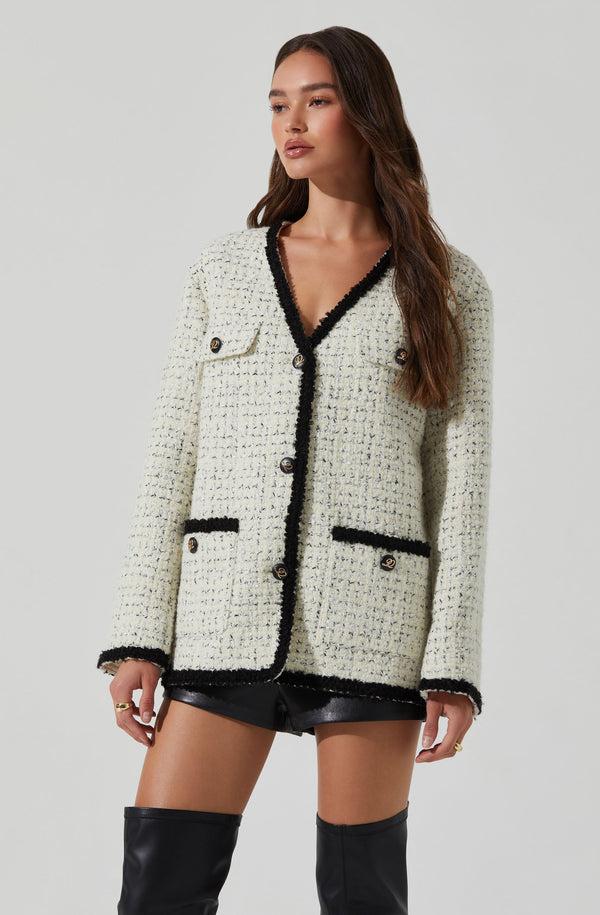 Astr The Label Editha Contrast Tweed Coat