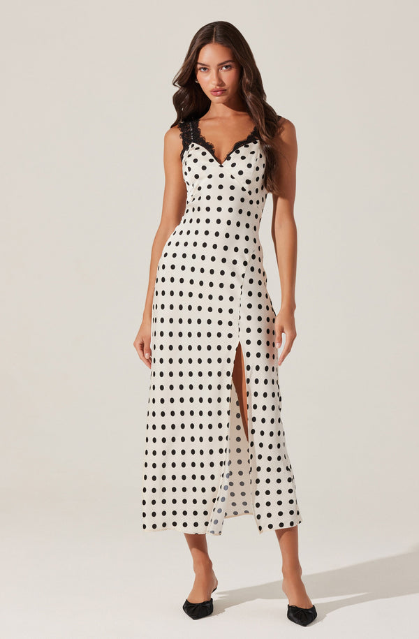 Astr The Label Eirene Polka Dot Midi Dress