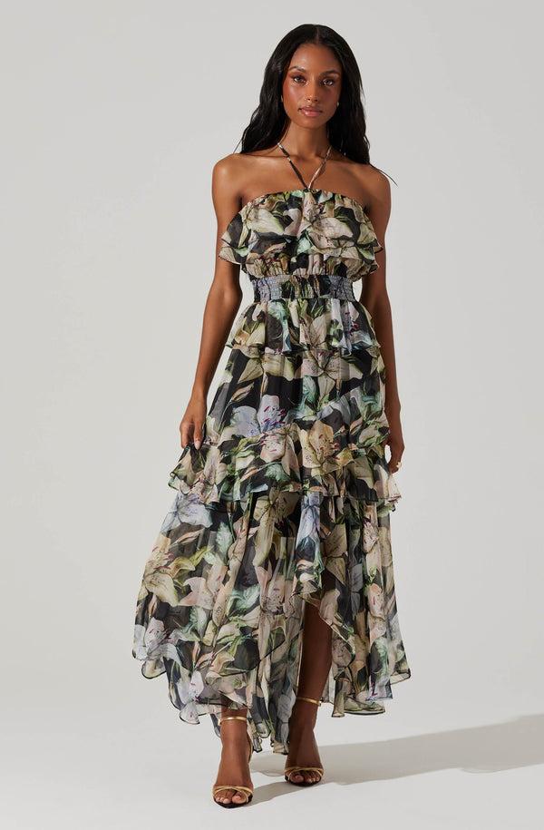 Astr The Label Elena Floral Halter Maxi Dress