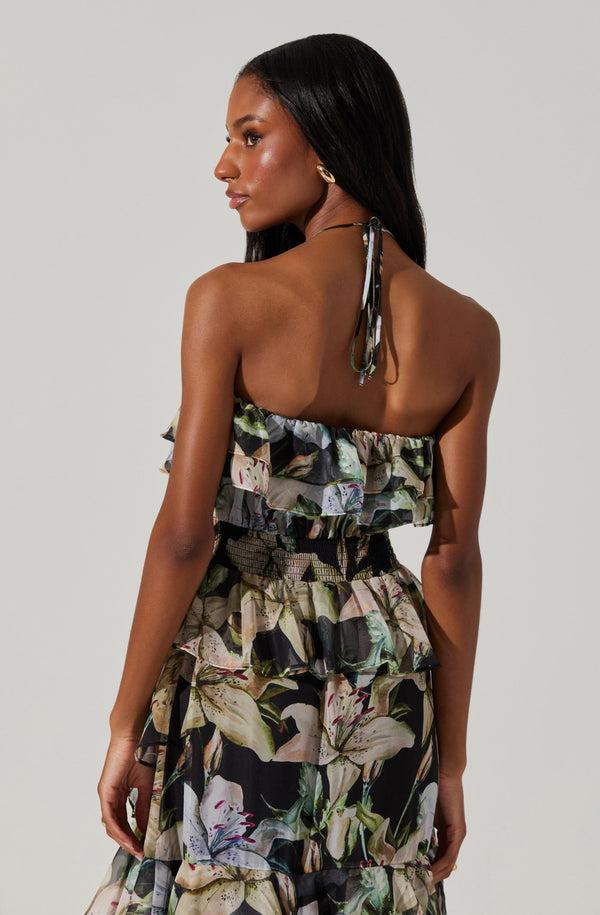Astr The Label Elena Floral Halter Maxi Dress