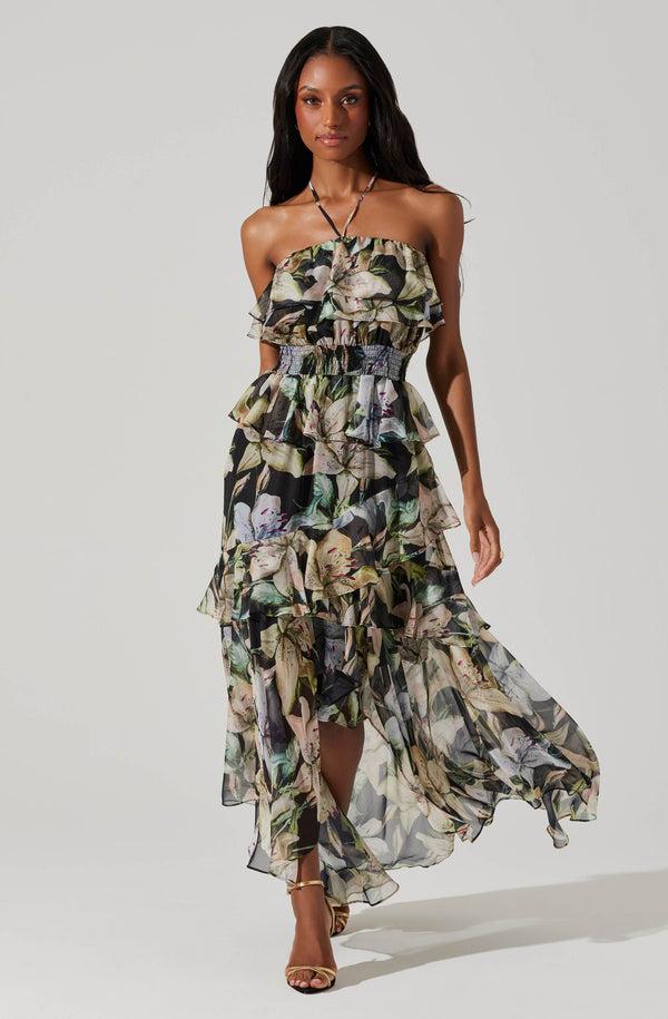 astr the label Elena Floral Halter Maxi Dress