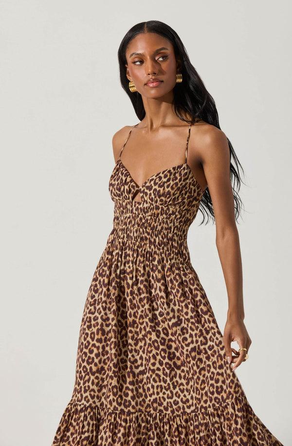 Astr The Label Eleni Leopard Print Midi Dress