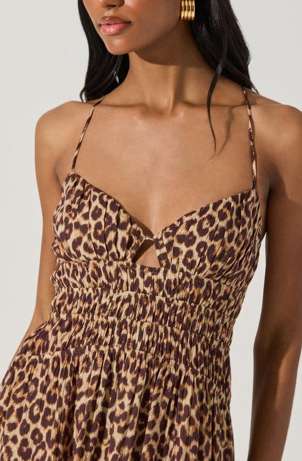 Astr The Label Eleni Leopard Print Midi Dress