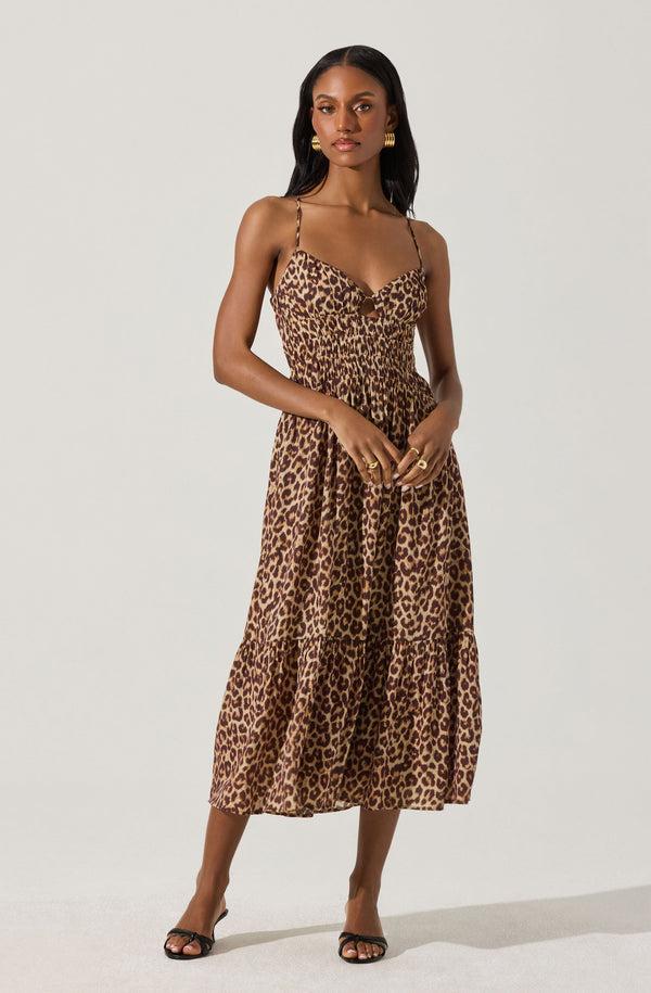 astr the label Eleni Leopard Print Midi Dress